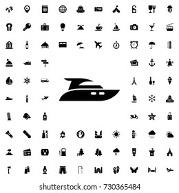 Yacht icon vector isolated on white background. set of filled tourism icons.