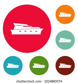Yacht icons circle set vector isolated on white background