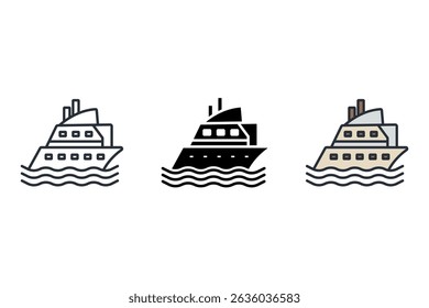 yacht icons isolated on White Background. Flat style design