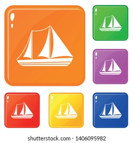 Yacht icons set collection vector 6 color isolated on white background