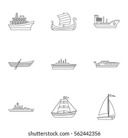 Yacht icons set. Outline illustration of 9 yacht vector icons for web