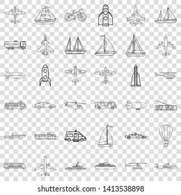 Yacht icons set. Outline style of 36 yacht vector icons for web for any design