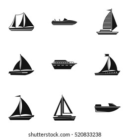 Yacht icons set. Simple illustration of 9 yacht vector icons for web