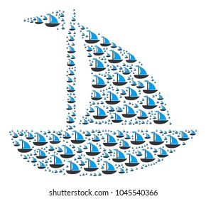 Yacht illustration done in the combination of yacht pictograms. Vector iconized composition organized from simple icons.
