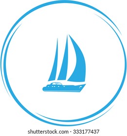 yacht. Internet button. Vector icon.