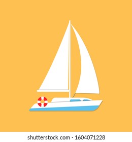 A yacht isolated in a flat style. Vector illustration.
