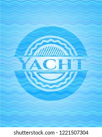 Yacht light blue water emblem background.