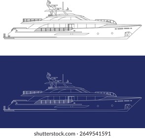 Yacht line drawing and outline