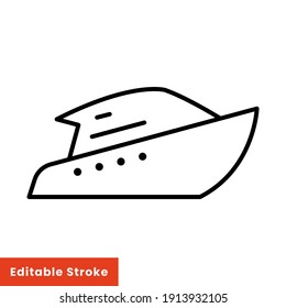 Yacht line icon. Simple outline style for web and app. Cruise, tourism and travel concept. Vector illustration on white background. Editable stroke EPS 10