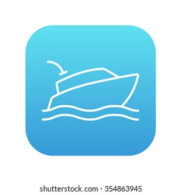 Yacht line icon for web, mobile and infographics. Vector white icon on the blue gradient square with rounded corners isolated on white background.