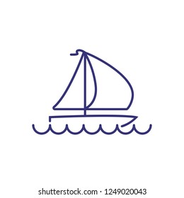 Yacht line icon. Yachting boat on white background. Sport concept. Vector illustration can be used for topics like sport, activity, yachting