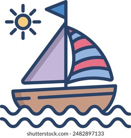 Yacht linear color illustration icon