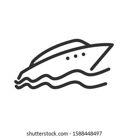 Yacht, linear icon. Editable stroke