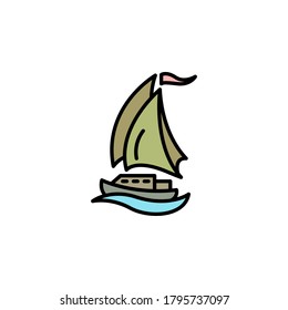 yacht linear vector icon. sail yacht line thin sign. sailboat outline symbol. Boat ship simple logo color on white. 