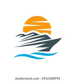 yacht logo abstract vector template. Boat Logo Design Template Vector Graphic Branding Element.