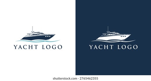 Yacht logo design two color variations for branding and marine businesses.