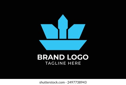 Yacht-Logo-Design, Vektorvorlage, Luxus-Yacht-Club-Logo-Linie Symbol. Hochwertiges Freizeitboot-Seezeichen. Reisezeichen für Kreuzfahrtschiffe