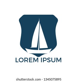 Yacht logo design. Yachting club or yacht sport team vector logo design. Marine travel adventure or yachting championship or sailing trip tournament.