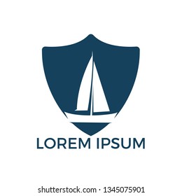 Yacht logo design. Yachting club or yacht sport team vector logo design. Marine travel adventure or yachting championship or sailing trip tournament.