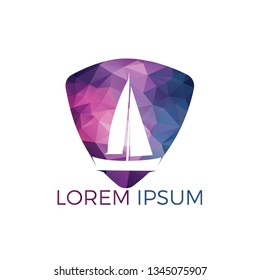 Yacht logo design. Yachting club or yacht sport team vector logo design. Marine travel adventure or yachting championship or sailing trip tournament.