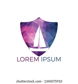 Yacht logo design. Yachting club or yacht sport team vector logo design. Marine travel adventure or yachting championship or sailing trip tournament.
