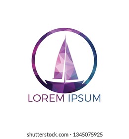 Yacht logo design. Yachting club or yacht sport team vector logo design. Marine travel adventure or yachting championship or sailing trip tournament.