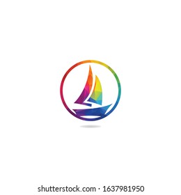 Yacht logo design. Yachting club or yacht sport team vector logo design. Marine travel adventure or yachting championship or sailing trip tournament.	
