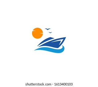 Yacht logo sail boat vector 