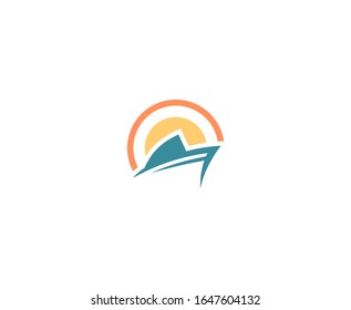 Yacht logo sail sunset vector 