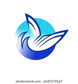 Yacht logo with sea waves and sky in a round shape badge. Travel and adventure sailing sport symbol.