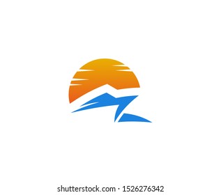 Yacht logo ship sun vector 