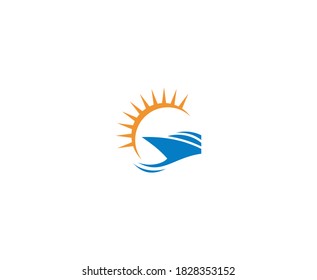 Yacht logo ship sun vector 