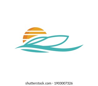 Yacht logo ship sunset icon 