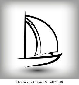 Yacht  logo templates. Sail boat silhouettes. Line  sail icon, vector illustration. Yachting and regatta symbols