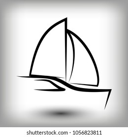 Yacht  logo templates. Sail boat silhouettes. Line  sail icon, vector illustration. Yachting and regatta symbols
