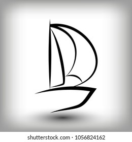 Yacht  logo templates. Sail boat silhouettes. Line  sail icon, vector illustration. Yachting and regatta symbols
