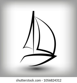 Yacht  logo templates. Sail boat silhouettes. Line  sail icon, vector illustration. Yachting and regatta symbols
