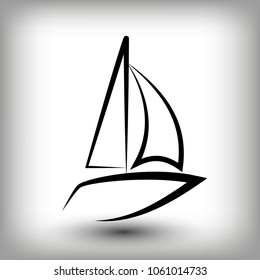 Yacht  logo templates. Sail boat silhouettes. Line  sail icon, vector illustration. Yachting and regatta symbols