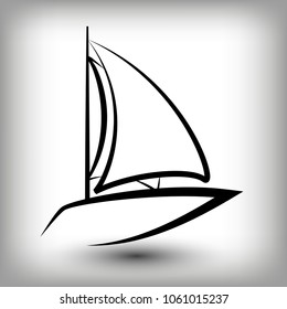 Yacht  logo templates. Sail boat silhouettes. Line  sail icon, vector illustration. Yachting and regatta symbols