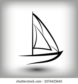 Yacht  logo templates. Sail boat silhouettes. Line  sail icon, vector illustration. Yachting and regatta symbols