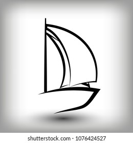 Yacht  logo templates. Sail boat silhouettes. Line  sail icon, vector illustration. Yachting and regatta symbols