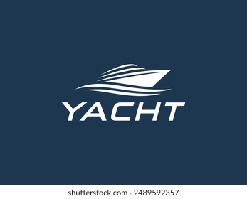 yacht logo vector illustration, boat wave logo template	