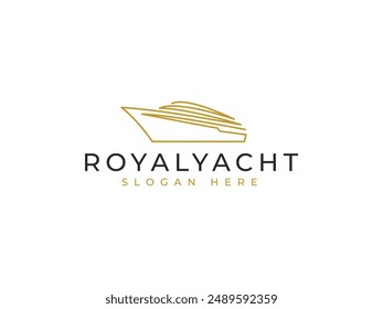 yacht logo vector illustration, yacht line art logo template