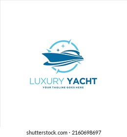 Yacht Luxury Ship Logo Design Vector Image