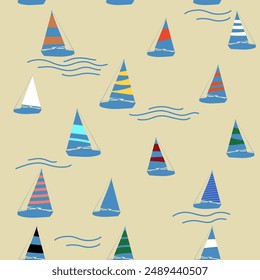 Patrón marino inconsútil del yate, Ilustración vectorial