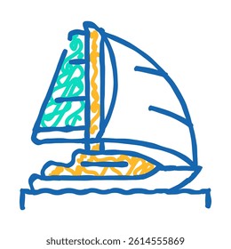 yacht marine transport doodle icon sketch vector. yacht marine transport sign. isolated symbol illustration