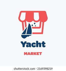 Yacht and market logo in modern style. With a white background