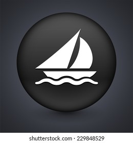 Yacht on Blue Square Button