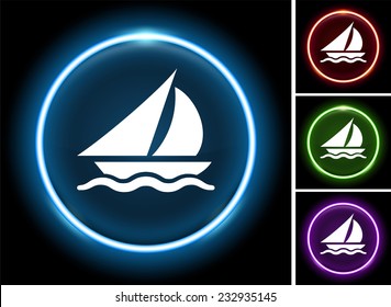 Yacht on Glow Round Button