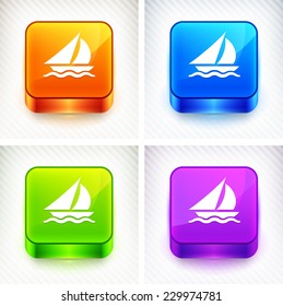 Yacht on Multi Color Square Buttons